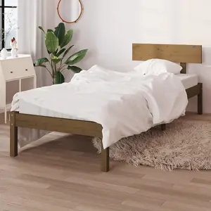 Berkfield Bed Frame Honey Brown Solid Wood Pine 90x190 cm Single