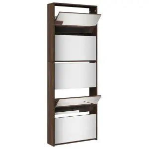 Berkfield Shoe Cabinet with Mirror 5-Layer Brown Oak 63x17x169.5 cm