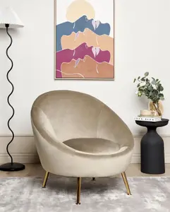 Beliani Retro Armchair LANGA Velvet Taupe