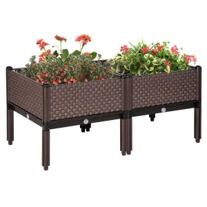 Outsunny Set of 2 Raised Garden Bed Elevated Planter Box for Flower, Vegetables