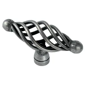 4x Steel Cage Oval Cabinet Door Knob 35mm Depth 65 x 21.5mm Antique Steel