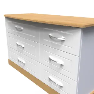 Whitby 6 Drawer Dresser Unit in White Ash & Oak (Ready Assembled)