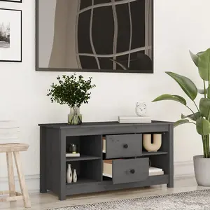 Berkfield TV Cabinet Grey 103x36.5x52 cm Solid Wood Pine