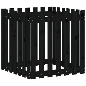 Berkfield Garden Planter with Fence Design Black 70x70x70 cm Solid Wood Pine