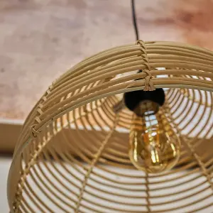 ValueLights Lobster Wicker Rattan Cream Ceiling Pendant Light Shade