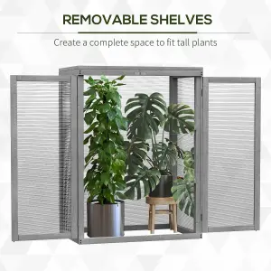 Outsunny 3-tier Wood Greenhouse Plant Storage Shelf Garden Cold Frame Grow House