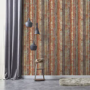 Galerie Grunge Orange Blue Gold Metal Sheet Smooth Wallpaper