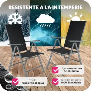 Garden Chairs Marilena - Set of 2, folding, aluminium, 7-position adjustable backrest - anthracite