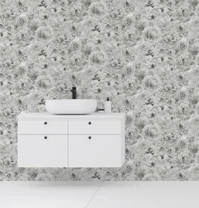 Arthouse Glitter Bloom Silver Wallpaper