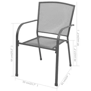 Berkfield Stackable Garden Chairs 2 pcs Steel Grey