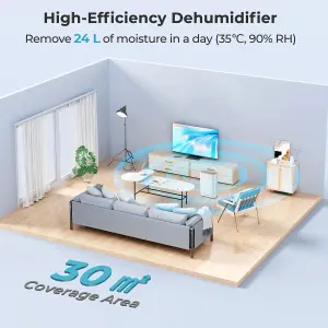 COSTWAY Dehumidifier 24 L Energy Efficient Dehumidifier w/ Auto Drain & 24H Timer