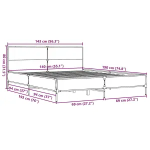 Berkfield Bed Frame without Mattress Black 140x190 cm