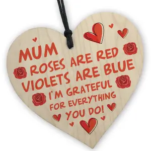 Red Ocean Wooden Heart Gifts for Mum - Perfect Mother's Day Gift To Say Thank You - Mum Birthday Gifts -