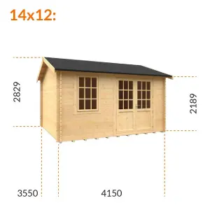 14ft x 12ft (4150mm x 3550mm) Horsforth "The Tallahassee" 28mm Log Cabin With 1 Window