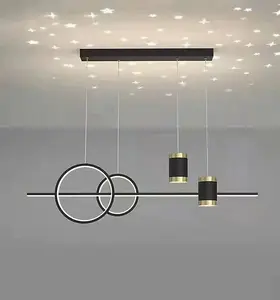 Black and Gold Body Linear LED Chandelier Light Hanging Lamp Modern Pendant Lamp Height Adjustable