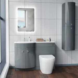 Nes Home Grey 1100mm LH BTW Soft Close Toilet & Resin Basin