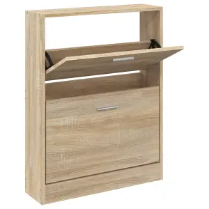 Shoe Cabinet Oak 59x17x81 cm Engineered Wood