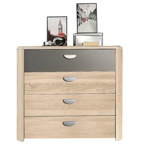 4 Drawer Sonoma Oak Chest Of Drawers Metal Handles