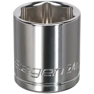 24mm Chrome Plated Drive Socket - Durable 1/2 Inch Square Drive Tool