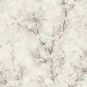 Forest Wallpaper Cosy & Relax New Walls A.S. Création Non-Woven Wallpaper 10.05 m x 0.53 m Creme Grey White