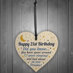 Red Ocean 21st Birthday Card For Daughter Son Wood Heart Novelty 21st Birthday Gift Him Her