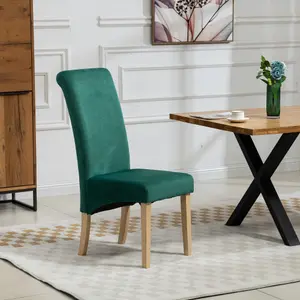 Rimini Velvet Fabric Dining Chairs - Set of 2 - Green