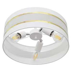 Luminosa Helen Cylindrical Ceiling Light White, Gold 40cm