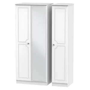 Stratford Triple Mirror Wardrobe in White Ash (Ready Assembled)