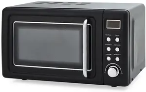 Dunelm Retro 20L 800W Microwave, Matt Black, Mid Century, Metal