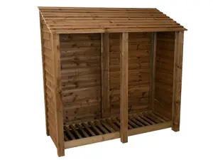 Wooden log store W-187cm, H-180cm, D-88cm - brown finish