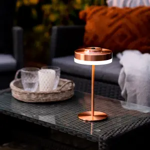 Auraglow Kensington Rechargeable Outdoor Table Lamp - Copper