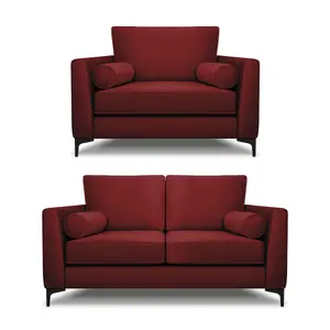 Modern Home Zara 2 Seater and Lovechair Set Oxblood