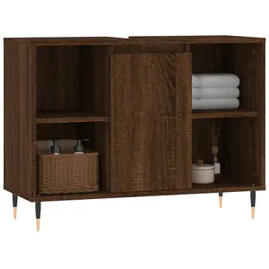 Berkfield Bathroom Cabinet Brown Oak 80x33x60 cm Engineered Wood