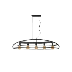 Lucide Dikra Modern Bar Pendant Light - 5xE27 - Black