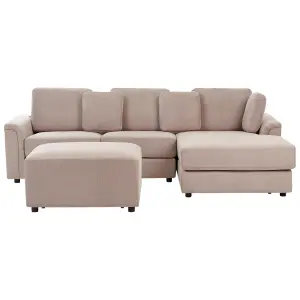 Left-Hand Corner Sofa with Ottoman KOHLO Taupe Fabric Left Hand