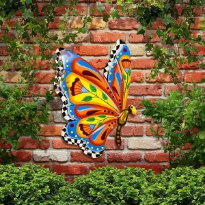 Handcrafted Metal Butterfly Wall Art - 16.5 Inch Talavera Style Celestial Sculpture for Indoor and Outdoor Décor