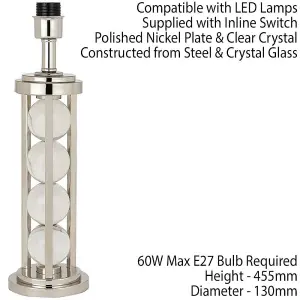 Luxury Modern Table Lamp Light BASE Polished Nickel Crystal Spheres Bulb Holder