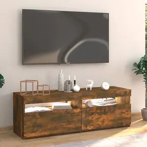 Berkfield TV Cabinet with LED Lights Smoked Oak 120x35x40 cm