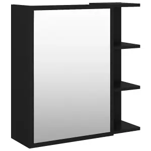 Berkfield Bathroom Mirror Cabinet Black 62.5x20.5x64 cm Engineered Wood