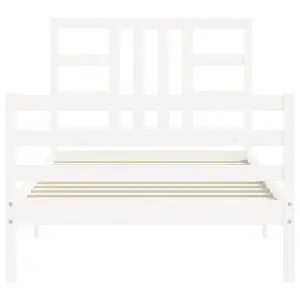 Berkfield Bed Frame with Headboard White 90x200 cm Solid Wood