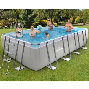 Dellonda Swimming Pool 18ft 549x305cm XXL Steel Frame Above Ground & Accessories