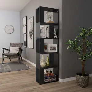 Berkfield Book Cabinet/Room Divider Black 45x24x159 cm Engineered Wood