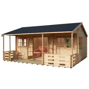 Shire Kingswood 18x20 ft Toughened glass & 4 windows Apex Wooden Cabin with Felt tile roof