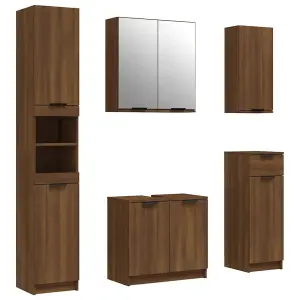 Berkfield 5 Piece Bathroom Cabinet Set Brown Oak Engineered Wood