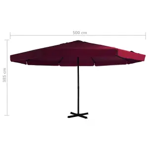 Berkfield Outdoor Parasol with Aluminium Pole 500 cm Bordeaux Red