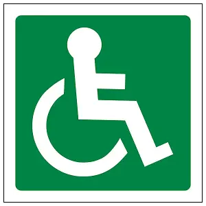 Wheel Chair Logo Facing RIGHT Sign - Rigid Plastic - 150x150mm (x3)