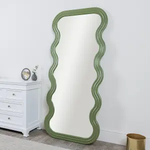 Melody Maison Full Length Wave Olive Green Mirror