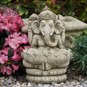 Ganesh Birdfeeder Stone Statue Large Oriental Outdoor Buddha Garden Ornament