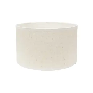 ValueLights Eva Natural Linen Fabric with White Trim Small Drum Light Shade with LED Bulb