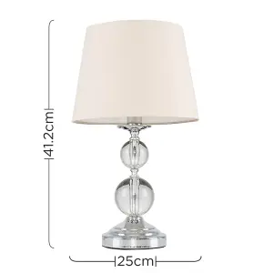 ValueLights Gatto Modern Polished Chrome and Acrylic Ball Touch Table Lamp with Beige Light Shade